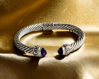 Amethyst .925 Sterling Silver Cuff Bracelet from Bali main image 1