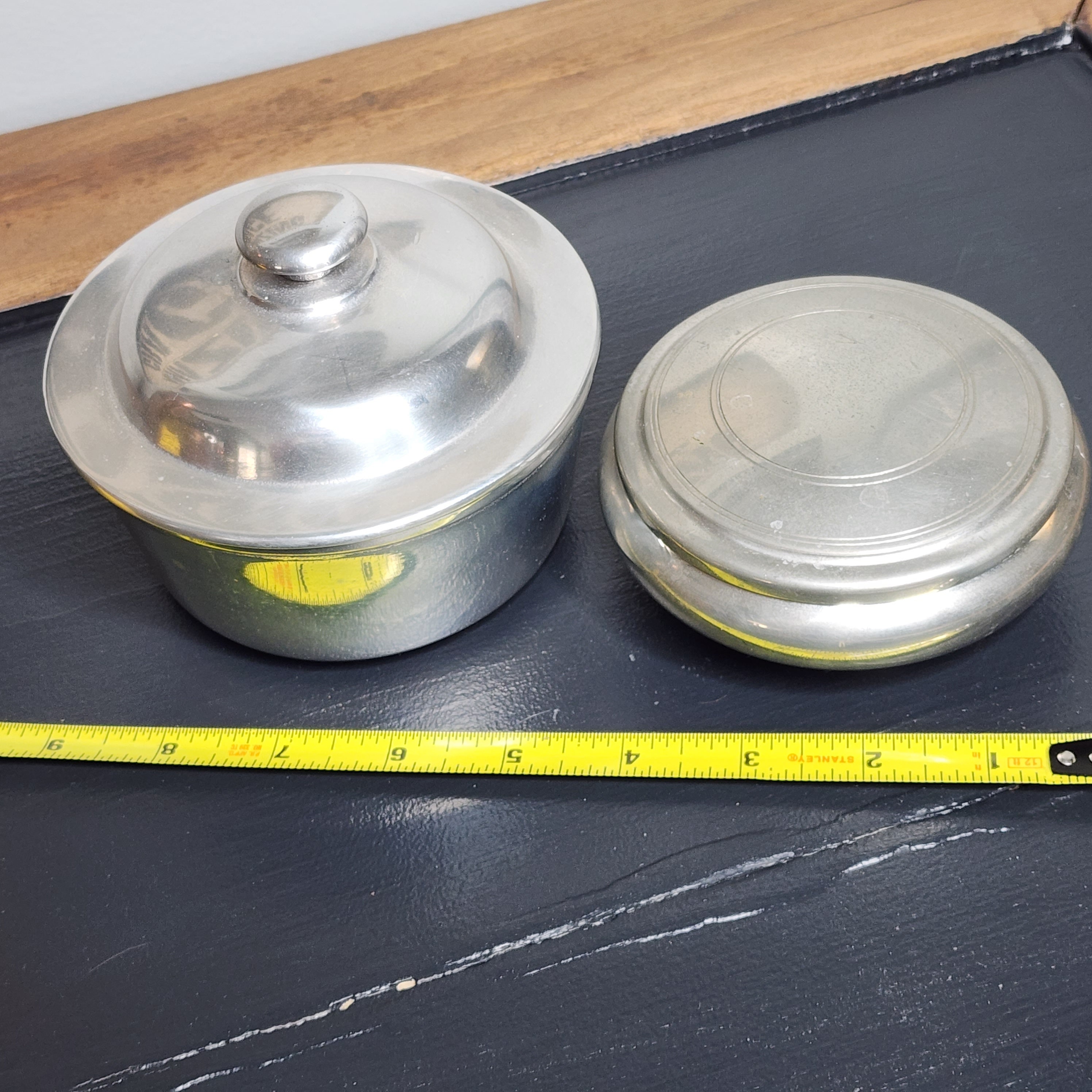 Vintage Pewter Small Bowls With Lids Set of 2 Etsy