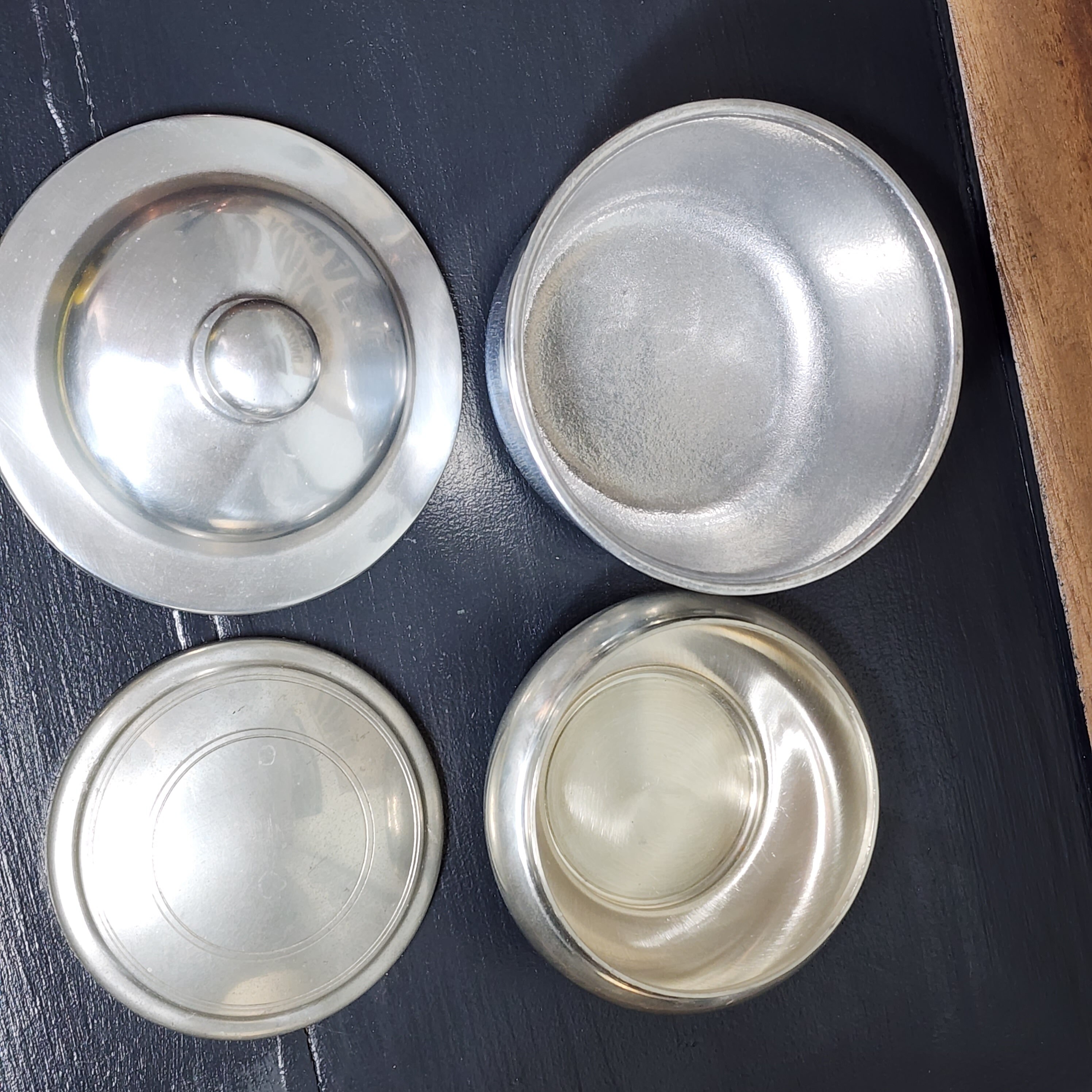 Vintage Pewter Small Bowls With Lids Set of 2 Etsy