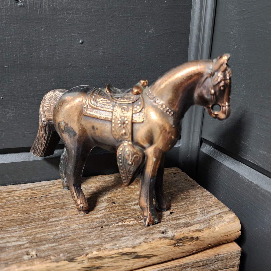 Vintage 1950s Carnival Prize Copper Horse Figurine Etsy
