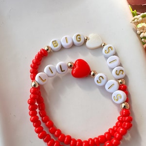Kleine Schwester große Schwester, Namensarmband, Neugeborenen Taufgeschenk, passende Schwesterarmbänder, personalisiert, Weihnachtsgeschenk, b-day Mädchen-Set!