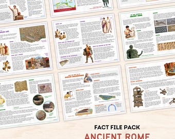 Faktafiler om antikens Rom, utskrivbara historieinlärningsresurser, klassrums- och hemundervisningsresurser (digital nedladdning)