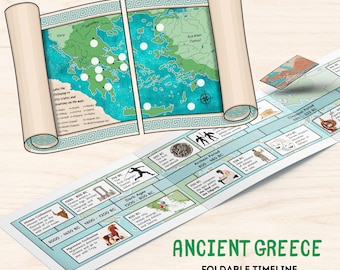 Antikes Griechenland Faltbare Zeitleiste, druckbares bearbeitbares Dokument, KS2 Geschichtsbildung (PDF digitaler Download)