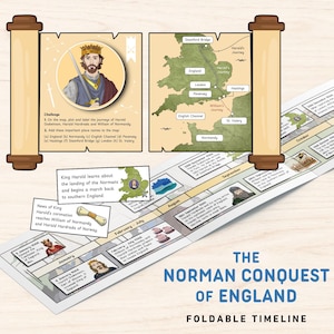 Printable Norman Conquest Foldable Timeline, Educate Kids About British History Learning Education Homeschool Resource Digital Download