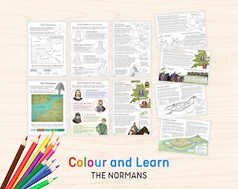 Norman England Printable Colouring Fact File, Normans, KS2 History, Colour and Learn For Classroom and Homeschool Education DIGITAL DOWNLOAD