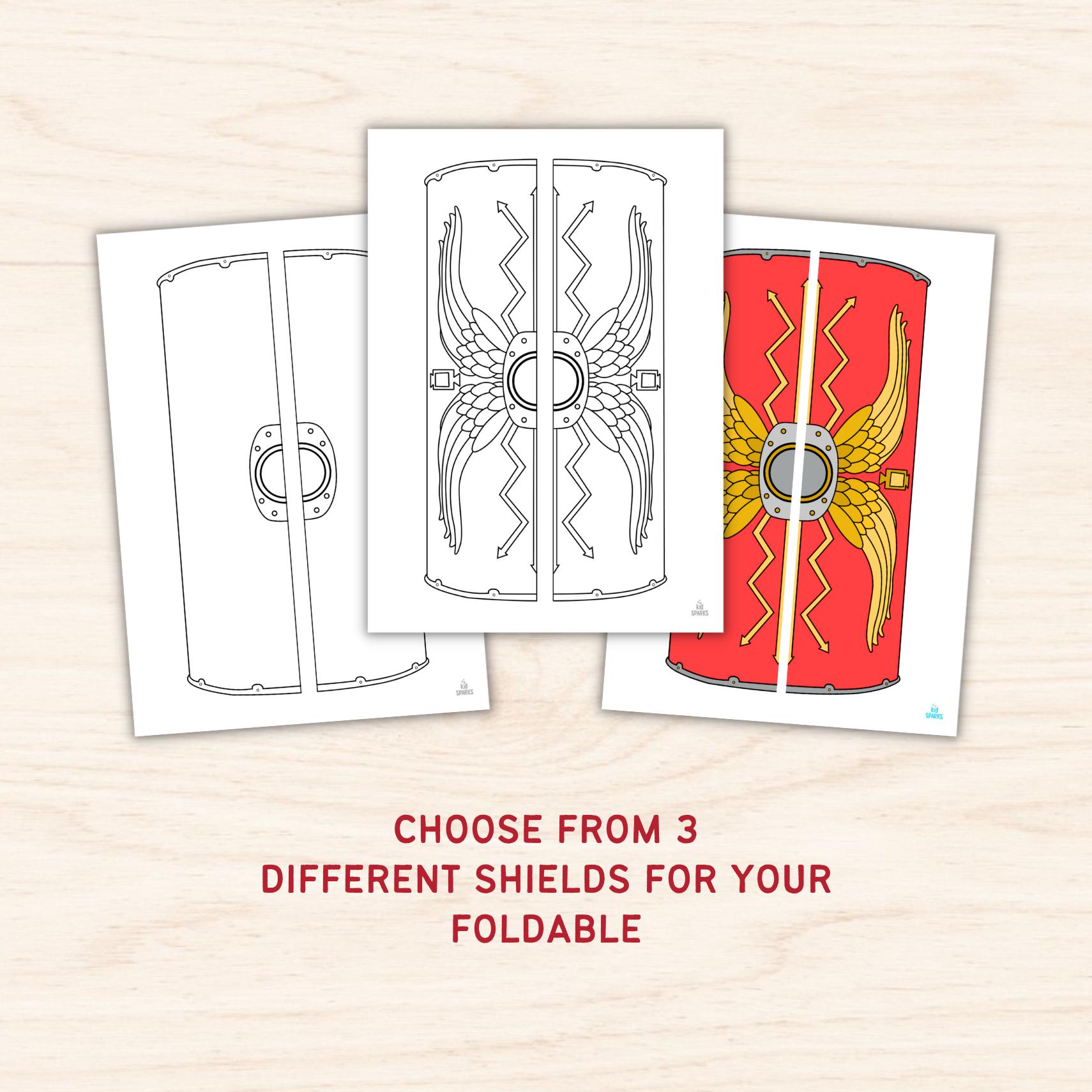 Roman Shield Paper Roman Soldier Foldable Shield | Editable Ancient Rome History Learning ...