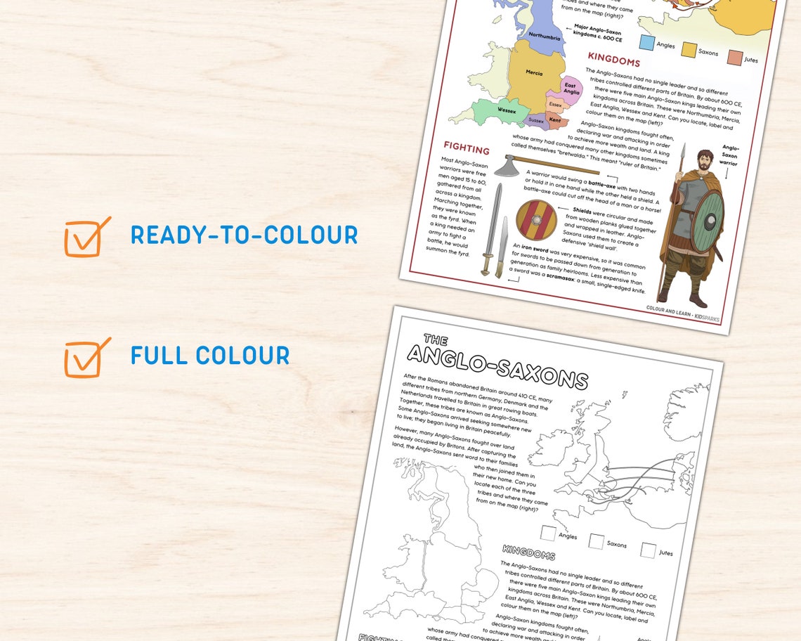 Anglo-saxons &amp; Vikings Printable Colouring Fact File, KS2 History ...