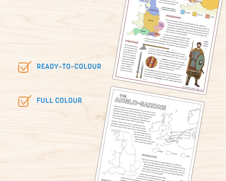 Anglo-saxons &amp; Vikings Printable Colouring Fact File, KS2 History ...
