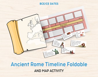 Ancient Rome Timeline Foldable | BCE CE | Educate About History Learning Education Homeschool Resource Colour Printable Digital Download