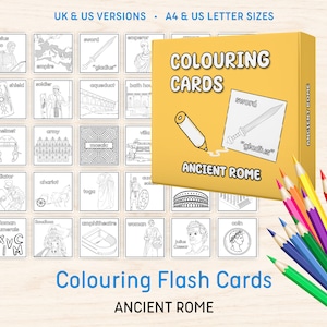 Oude Rome Flash Cards-activiteit | Kleuractiviteit Leer over geschiedenis Thuisonderwijs Montessori-bronnen Afdrukbare digitale download