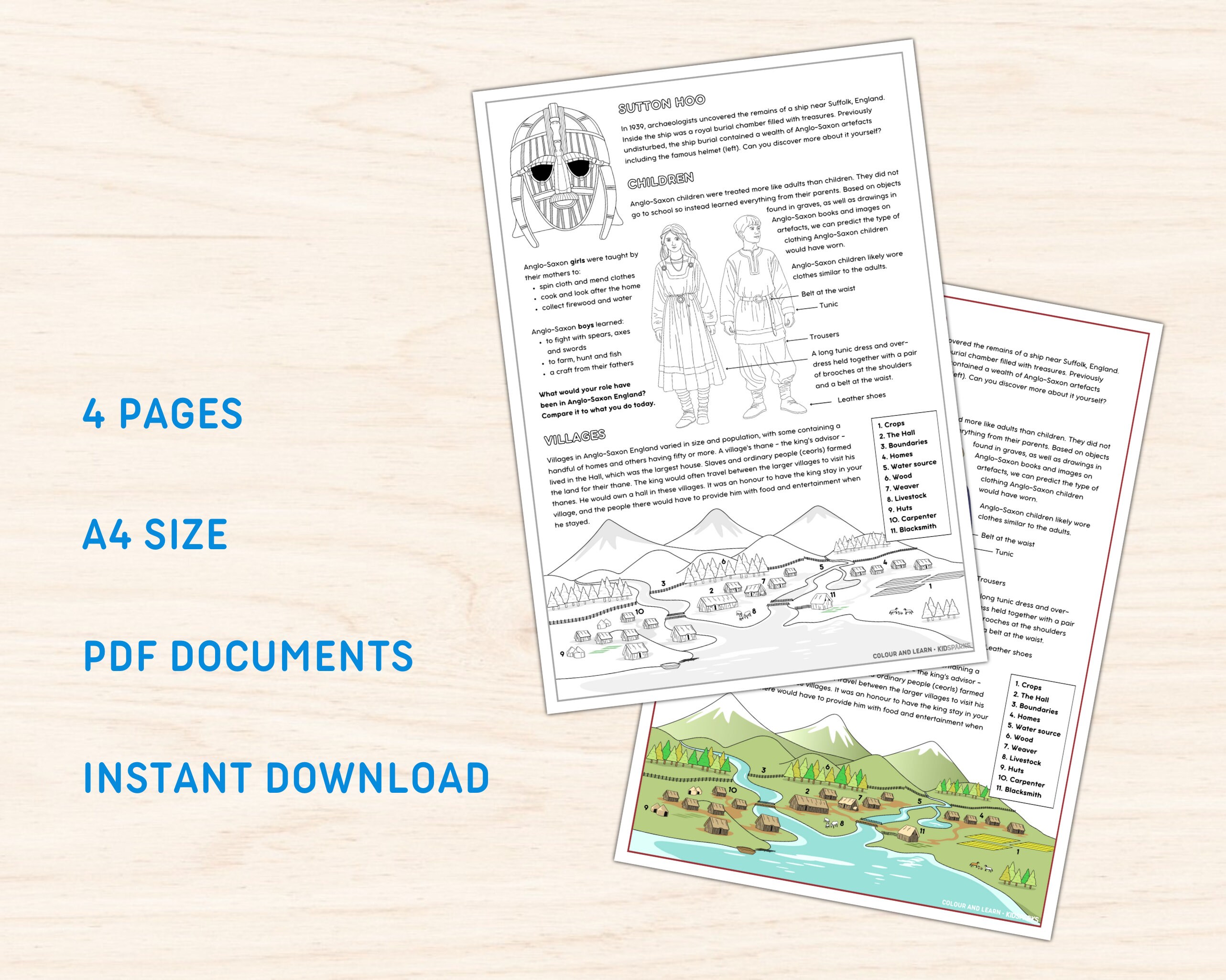 Anglo-saxons &amp; Vikings Printable Colouring Fact File, KS2 History ...