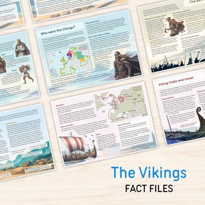 De Feitenbestanden van de Vikingen | Leer kinderen over Britse geschiedenis leren voor het basisklas Homeschool Resource afdrukbare digitale download