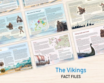 The Vikings Fact Files | Educate Kids About British History Learning For Primary Classroom Homeschool Resource Printable Digital Download