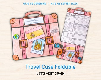 Estuche de viaje plegable España / Geografía Aprendizaje creativo Educación para niños Actividad de educación en el hogar Recurso Montessori Imprimible Descarga digital
