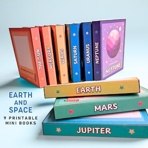 Earth and Space Mini Books for Kids, Printable Science Craft Activity Education Homeschool Montessori Hands-On Resource Digital Download