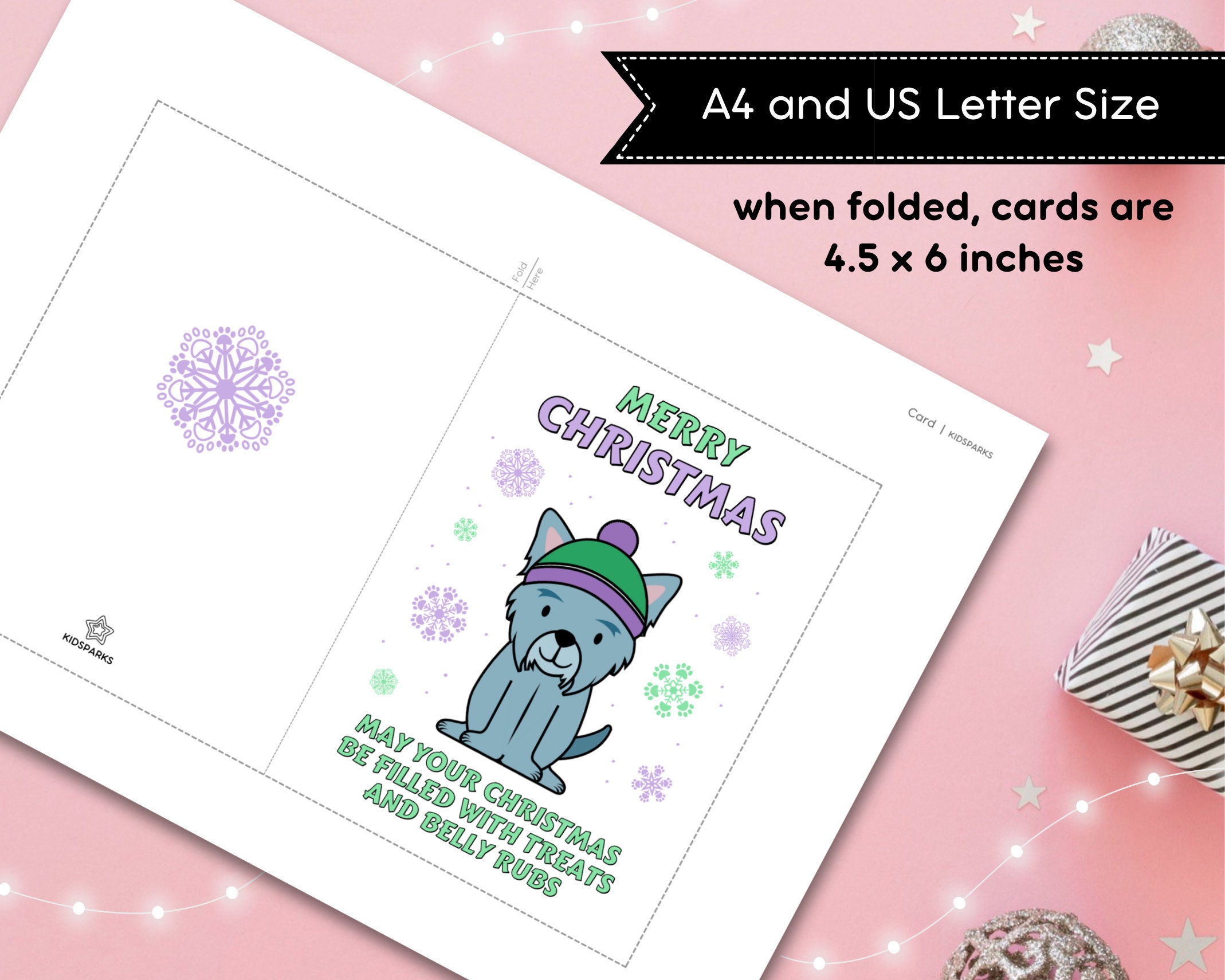 6 Printable Christmas Cards Dogthemed Christmas Cards, Colorful DIY