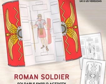 Roman Soldier Foldable Shield | Editable Ancient Rome History Learning Education Homeschool Resource Colour Printable PDF Digital Download