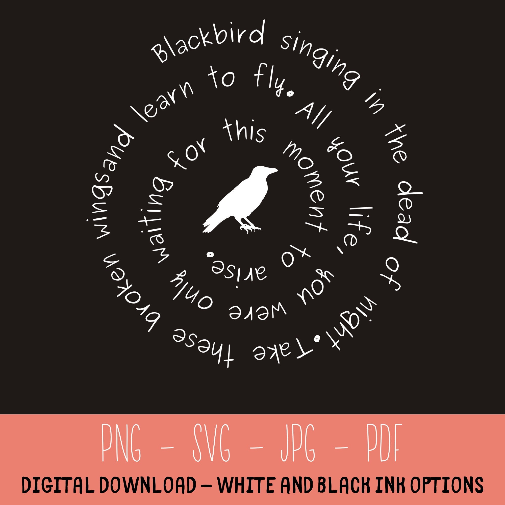 Beatles Lyrics. Blackbird Singing in the Dead of Night. PNG. SVG ...