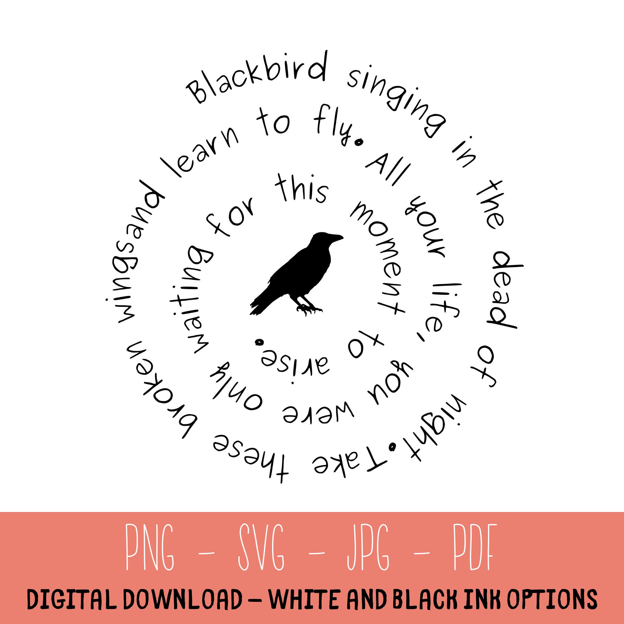 Beatles Lyrics. Blackbird Singing in the Dead of Night. PNG. SVG ...