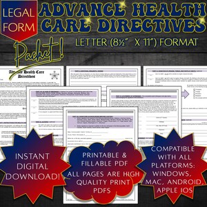 Advance Health Care Directives Form Living Will Legal Form Healthcare Directives Healthcare Planning Medical Legal Health Representative