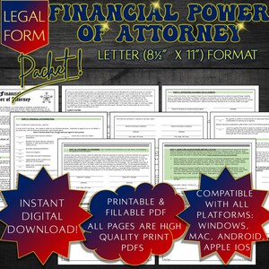 Financial Power of Attorney Form Legal POA Durable Power of Attorney Financial POA Form Durable POA Form Financial Planning Estate Planning