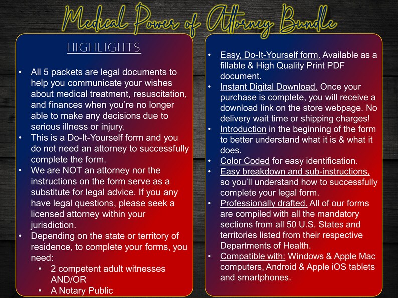 Medical Power of Attorney in Spanish MPOA Advance Directives Form