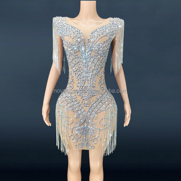 Rhinestone Mesh L/S