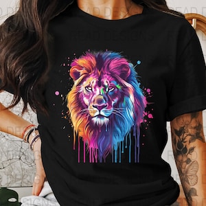 Colorful Lion Art, Digital Download, PNG, Abstract Lion Image, Animal Print, Modern Wall Art, Home Decor, Vibrant Colors, Lion Illustration