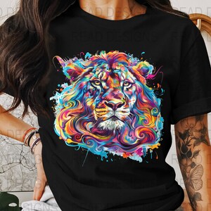 Colorful Lion Art, Digital Download, Abstract Lion Image, Vibrant Lion Print, Wall Art Decor, Modern Art PNG