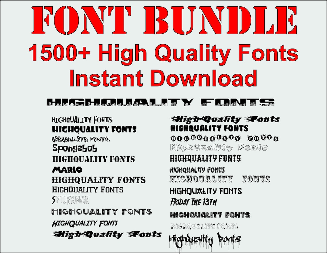 The Ultimate Fonts Bundle, 1500 + Custom Fonts - Movie Theme, Gaming ...