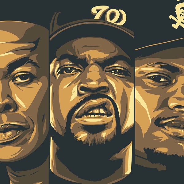 NWA EasyE, Dre, Ice Cube W + 1500 FREE Custom Fonts all Art Tshirts Stickers Posters  - Eps , Pdf , Svg - Hip Hop poster Designs