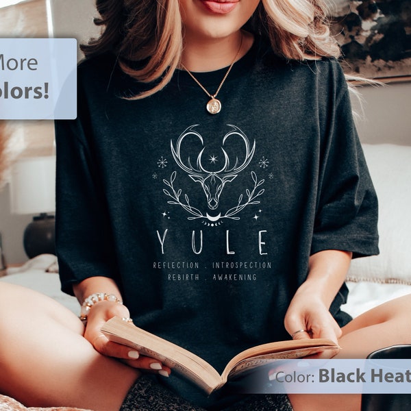 Yule T-Shirt, Wheel of the Year, Pagan Holiday, Wiccan Shirt, Gift for Witch, Winter Solstice, Winter Festival, Yuletide Shirt, Yule Deer