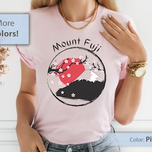 Mount Fuji Shirt, Cherry Blossom Shirt, Sakura Tree Shirt, Japanese Shirt, Japanese Scenery TShirt, Japanese Aesthetic, Ink Brush T-Shirt