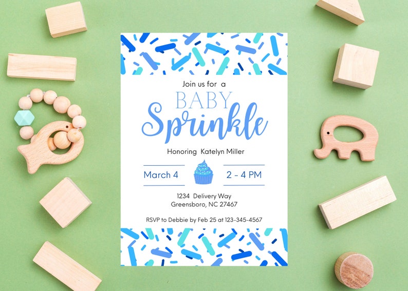 Baby Boy Sprinkle Invitation Template, Shower Boy Sprinkles Invite ...