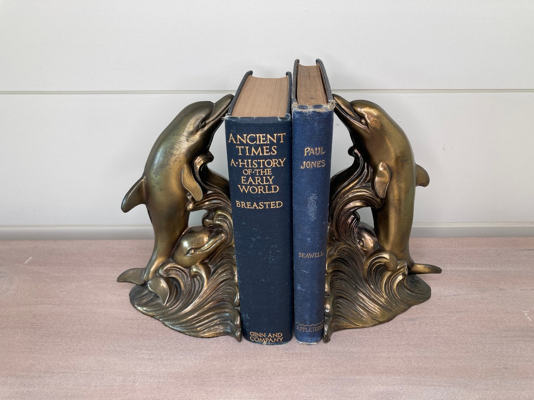 Vintage Brass Dolphin Bookends Etsy