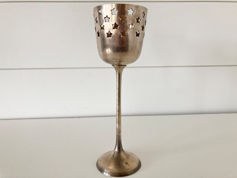 Vintage Tall Stemmed Brass Votive Candle Holder Etsy