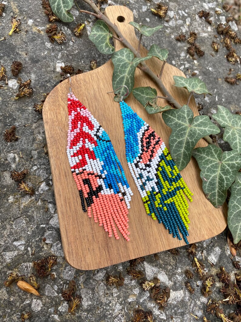Floral and Beaded Leaf Earrings