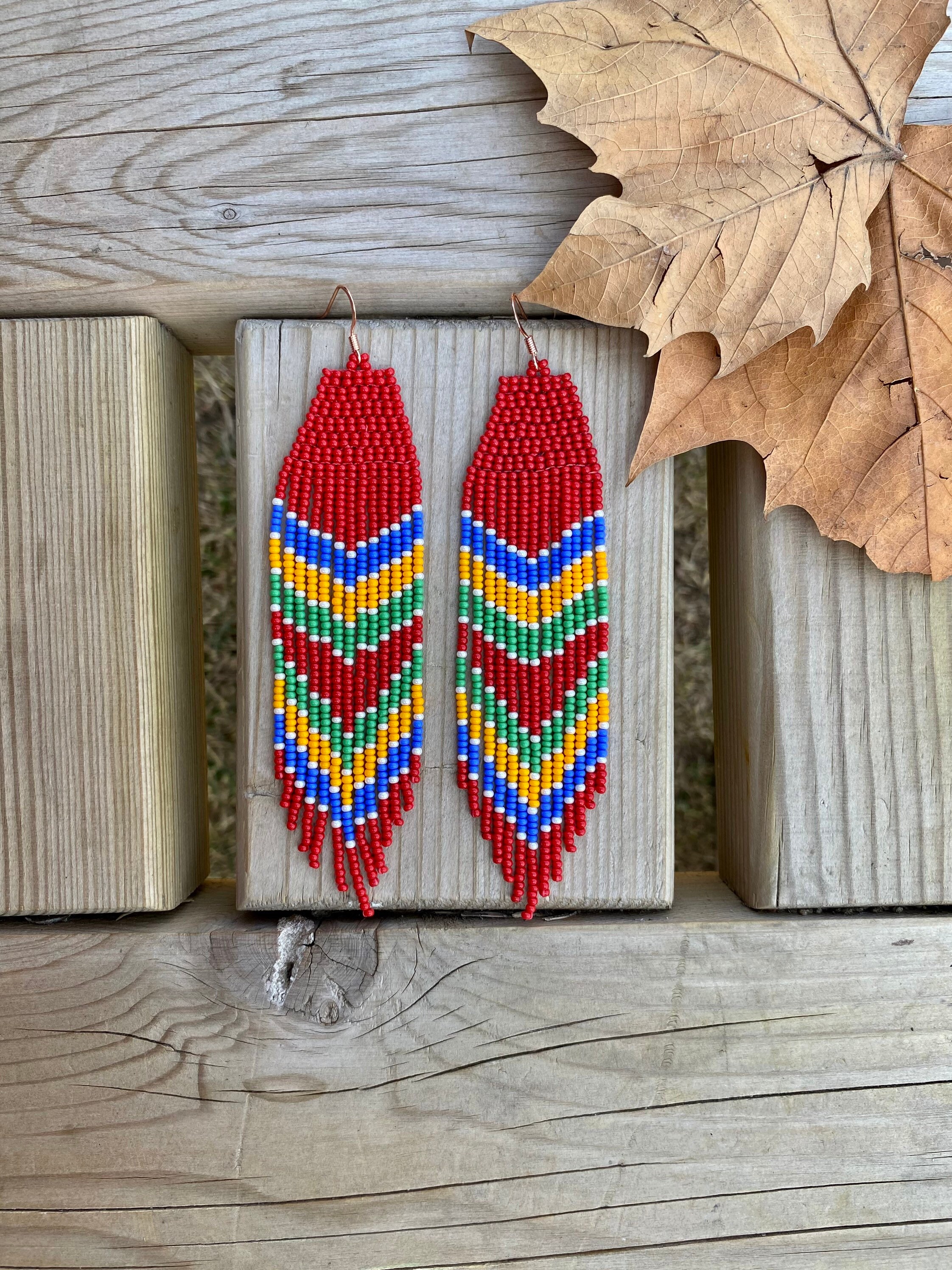 Red - Handmade Beaded Earrings 01 main image 1