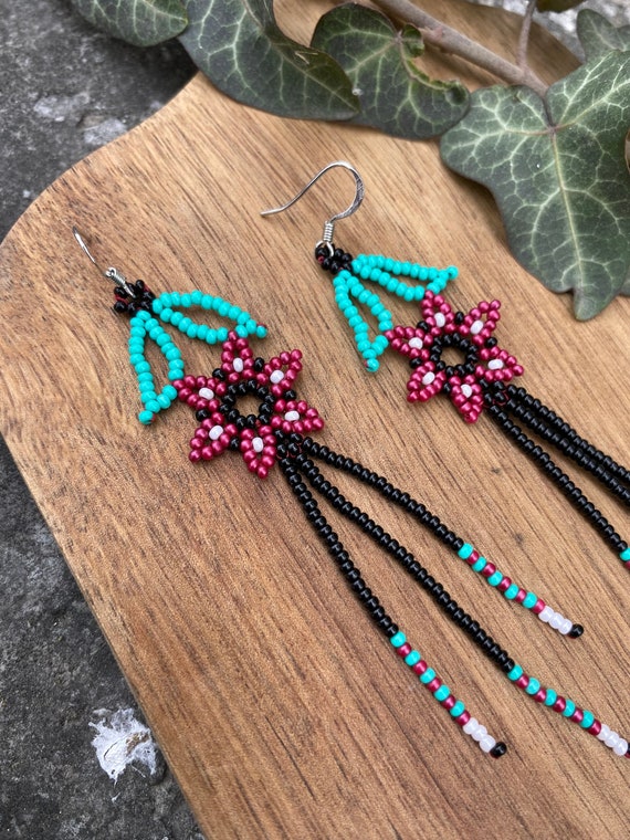 Orecchini Pendenti A Goccia Particolari Fatti A Mano Con Perline Oro E