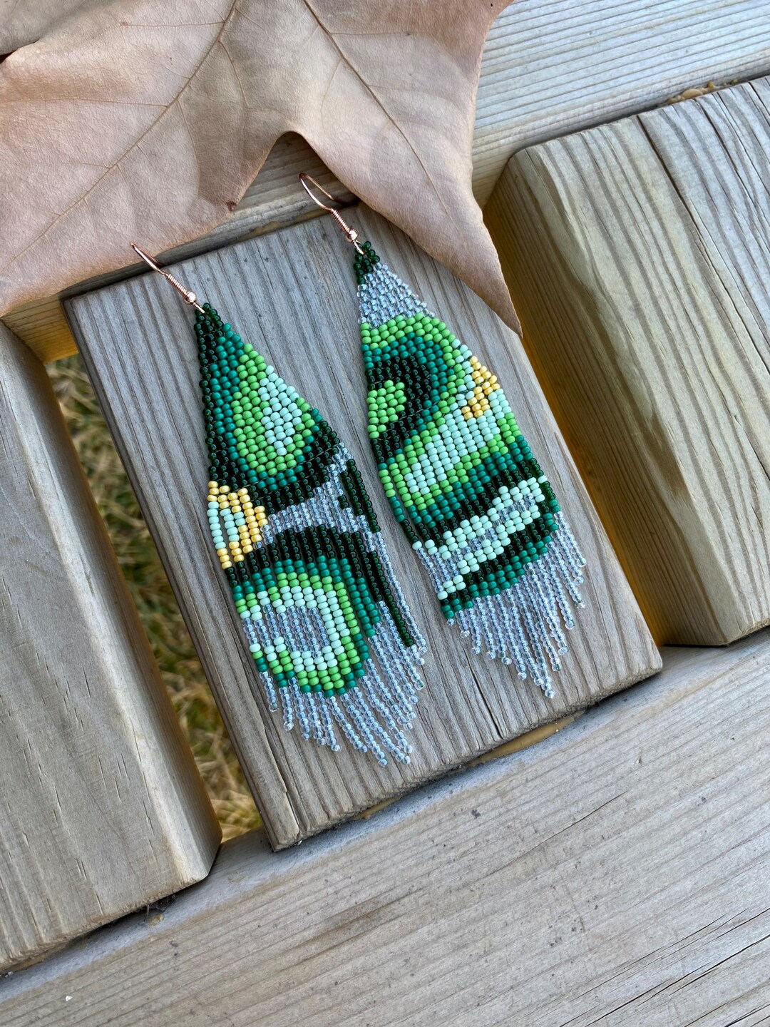 Abstract Light Green Earring, Grass Green Fringe Earrings, Rainbow ...