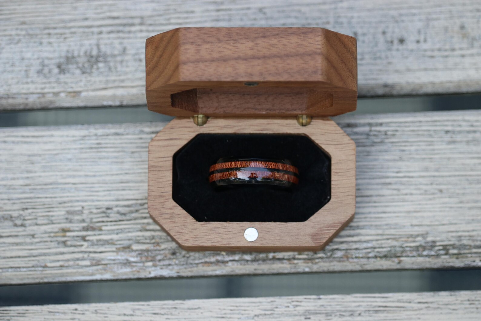 Custom Hand-engraved Wooden Ring With Metal Core - Men’s Unique ...