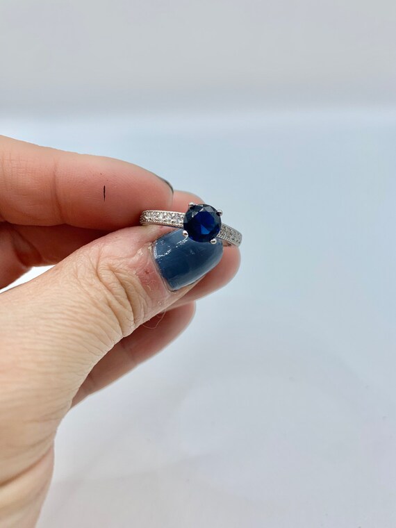 Vintage Sapphire Engagement Ring | Diamond Band |… - image 3