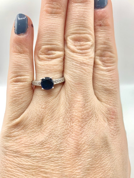 Vintage Sapphire Engagement Ring | Diamond Band |… - image 2