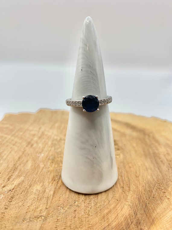 Vintage Sapphire Engagement Ring | Diamond Band |… - image 4