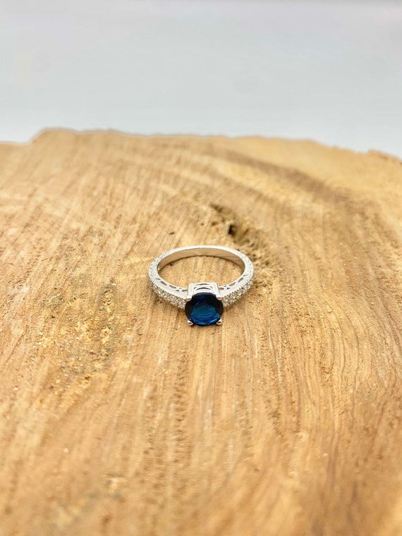 Vintage Sapphire Engagement Ring | Diamond Band |… - image 1