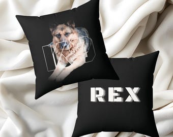Police K9 Gift, Thin Blue Line Pillow, Personalized K9 Portrait Cushion, Police K9 Unit Gift K9 Throw Pillow