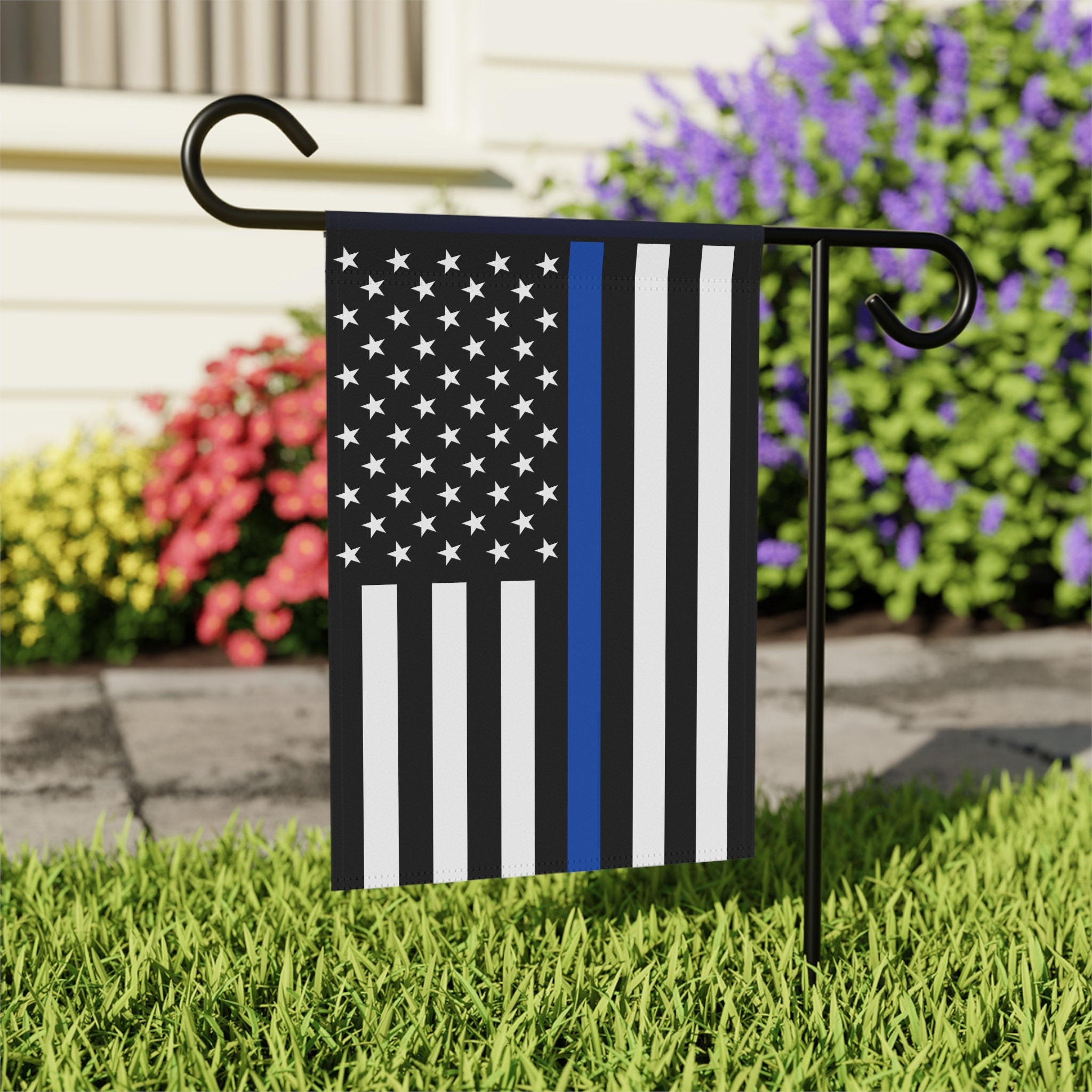 Thin Blue Line Garden Flag Garden Flag for Police Blue Lives Etsy
