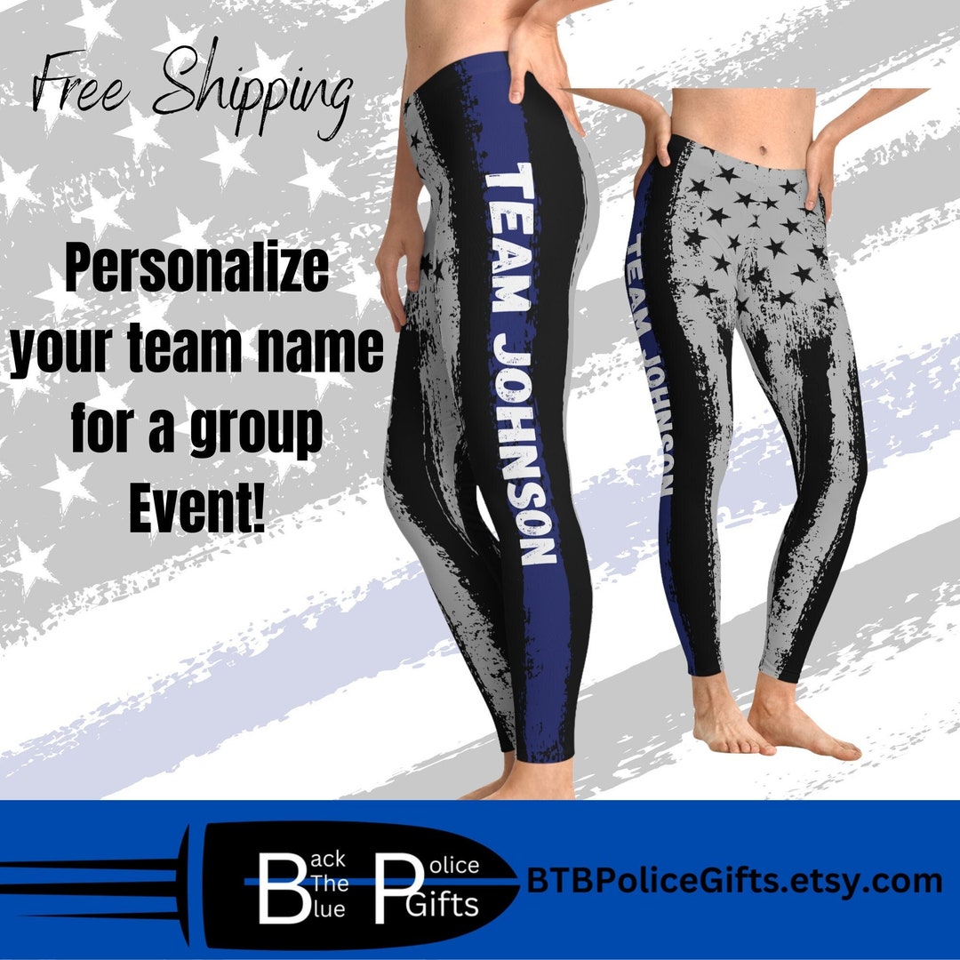 Thin Blue Line Leggings Personalized Team Customized - Etsy