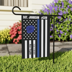 EOW Police Garden Flag, End Of Watch Thin Blue Line Flag, Personalized Garden Flag For Fallen Officer, Never Forgotten Police Officer Flag
