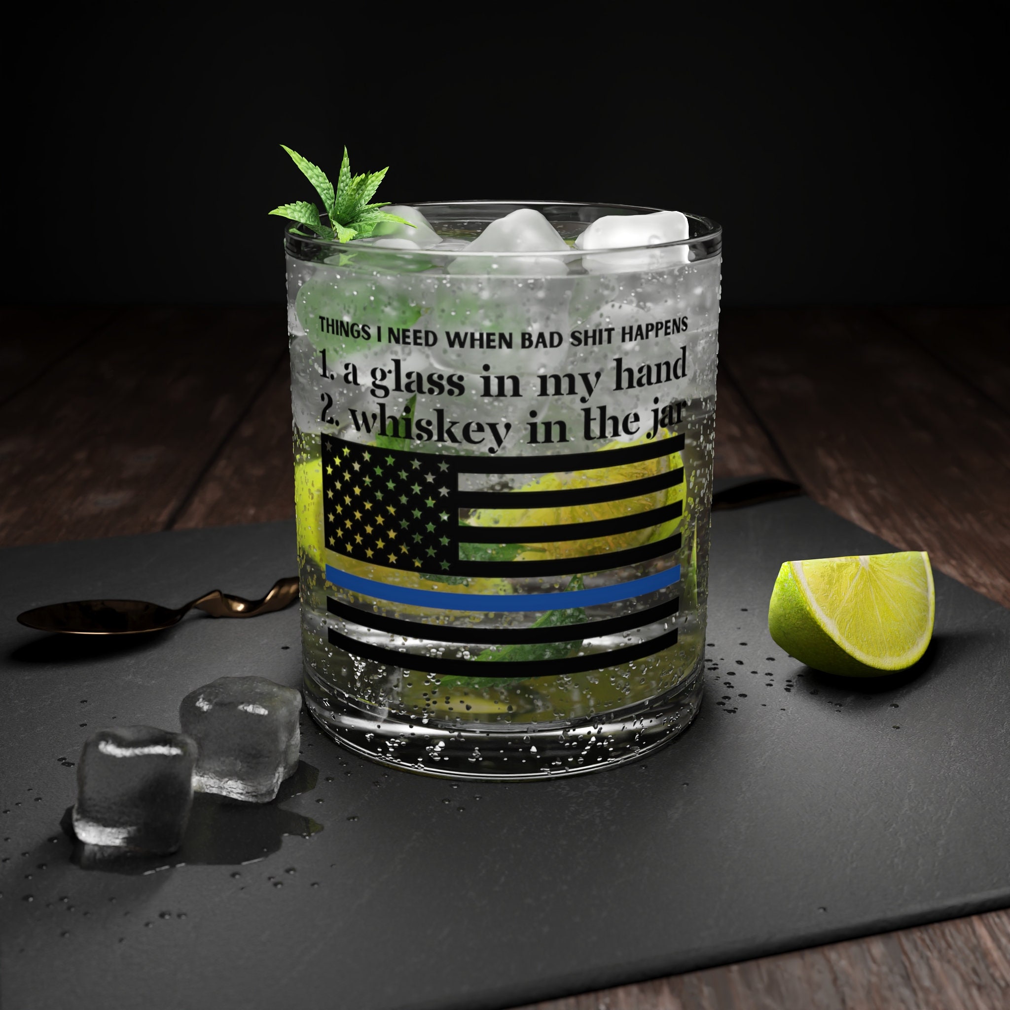 BS Thin Blue Line Bullet Whiskey Glass